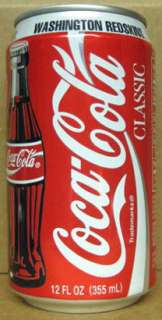 COCA COLA WASHINGTON REDSKINS 1995 Coke Soda CAN Indian  