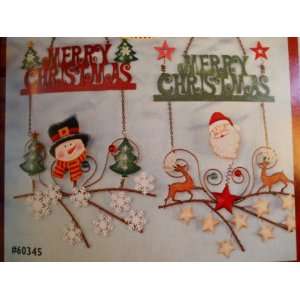  Metal Snowman Snowflake or Santa & Reindeer Merry 