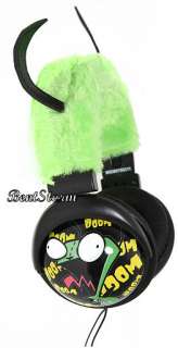 Invader Zim Gir Alien Robot Plush EARS Black Cups DJ STEREO HEADPHONES 