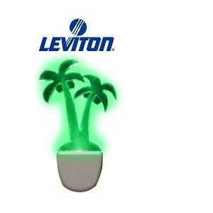   LED Nightlight w/ Palm Tree Shade Green LED   White