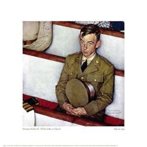 Willie Gillis At Church by Norman Rockwell. size 13.5 inches width by 