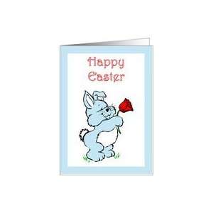  HAPPY EASTER BUNNY RABBITS BLUE Card Health & Personal 
