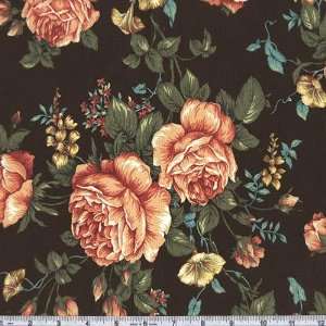  45 Wide Gramercy Park Floral Espresso Fabric By The Yard 
