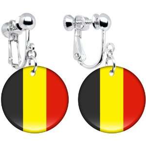 Belgium Flag Clip on Earrings