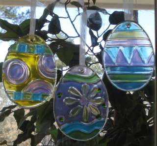 Stained Glass Easter Eggs Suncatcher Set of 3 NEW  