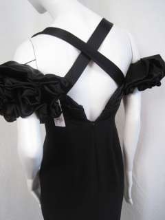 660 Vicky Tiel Dress Little Black Puff Sleeves 2 XS #0007Z8  