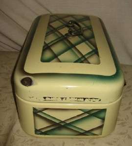 German Bread Box Vintage Enamel Harlequin Germany Plaid  