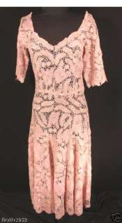 VERY RARE 1940S PINK SILK CHIFFON RIBBON PARTY DRESS  