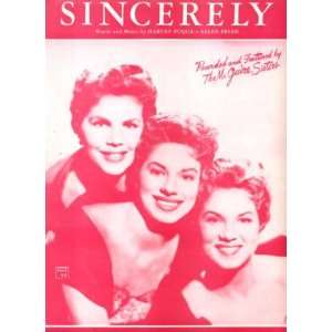  Sincerely Vintage 1954 Sheet Music recorded by The McGuire 