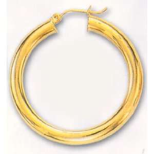  14k Yellow Gold High Polished Hoop Earrings Jewelry