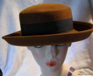 RUST COLORED WOOL WIDE BRIM VEILED FEATHER FEDORA L@@K  