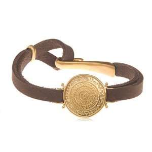  24 Karat Gold Vermeil Mandala Leather Bracelet Jewelry