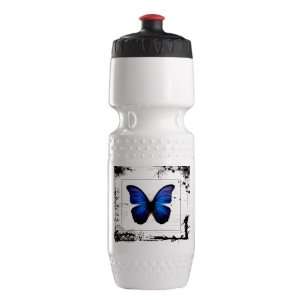  Trek Water Bottle Wht BlkRed Blue Butterfly Still Life 