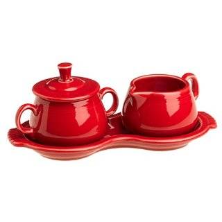 Fiesta Scarlet 821 Sugar and Creamer with Tray
