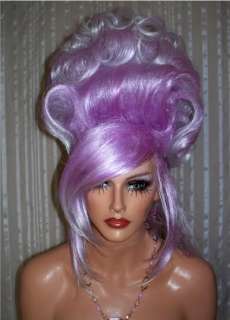 Drag Queen Wig Lavender Whtie Updo French Twist Curls  