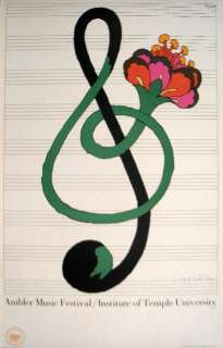 Signed Milton Glaser Ambler Music Festival Lithograph  