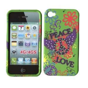 Love & Peace Green Apple Iphone 4, 4S at&t. Verizon, Sprint, C Spire 