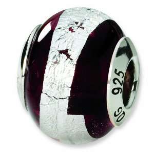  Sterling Silver Reflections Silver/Deep Red Italian Murano 