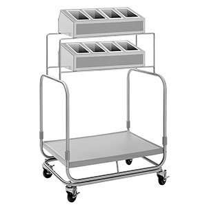   Tray and Silverware Cart with 8 Silverware Pans and Fiberglass Tray