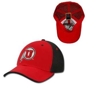  Utah Runnin Utes NCAA Pocket Mesh Flex Baseball Cap (Red 