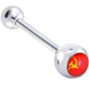 Russian Flag Logo Barbell Tongue Ring