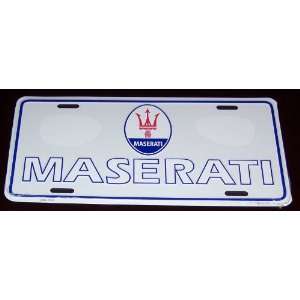  WHITE MASERATI LICENSE PLATE 