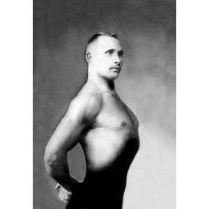  Vintage Art Right Profile of Bodybuilder from the Waist Up 