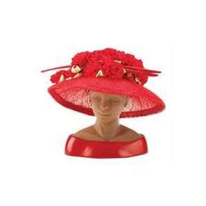  Red Sinamay Rosebud Hat