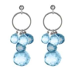   Blue Topaz Earring Swiss Blue Topaz Stone Cluster Earrings Jewelry