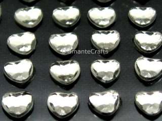 144 x 4mm CLEAR diamante HEARTS crystal   self adhesive  
