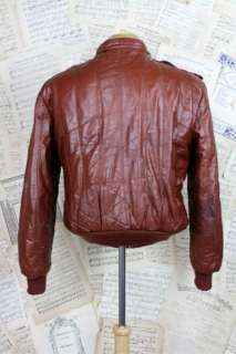 Vtg 80s Members Only Brown Leather Cafe Racer Jacket/Coat Mens 42 