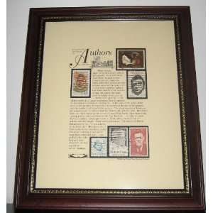  Framed Collection of Stamps with Authors Pictures on Them 