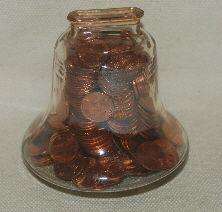 VINTAGE LIBERTY BELL STILL BANK FILLED W/ 1981 PENNIES  