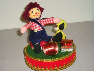 Vintage Berman Anderson Christmas Music Box Raggedy Ann Andy Scenes 