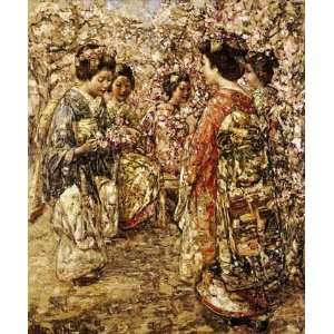  Five Japanese Girls Among Blossoming Trees by Edward 