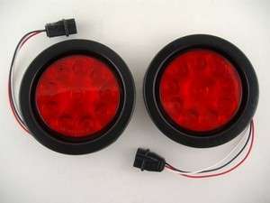 Red 10 LED Round Trailer Truck Stop Turn Tail Lights  