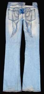 26 x 33 SINFUL JEANS ANGEL WINGS LOW STRETCH BOOT WOMENS  