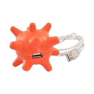  ORANGE SPIKEY BALL High Speed USB 2.0 Hub 3 Port For PC 