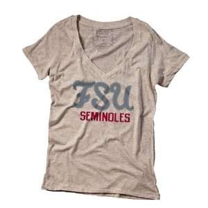  FSU Florida State University Ladies Tan V Neck Tee Sports 