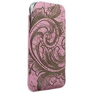   Skinit Flourish Pink Leather Pouch for Apple iPhone 4 4S Electronics
