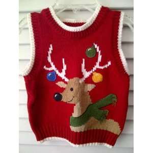 Greendog Baby Clothes Red Christmas Reindeer Holiday Sweater Vest 3 6M