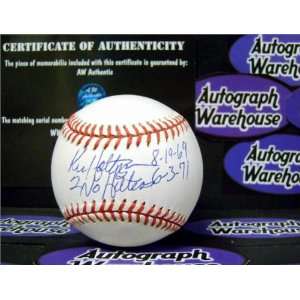  Ken Holtzman Signed Baseball   inscribed 2 No Hitters 8 19 