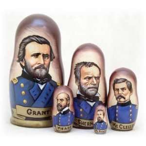  Civil War Union Generals Nesting Doll 5pc./6 Everything 