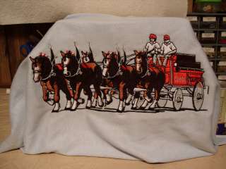   EMBROIDERED WAGON &HORSES NEVER SEEN ANOTHER ONE VERY NICE  