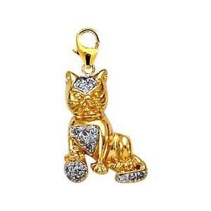  Cat, 14K White Gold Diamond Charm Jewelry