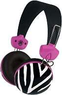 Large Headphone Black Zebra Hot Pink