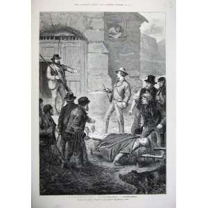  1874 Cader Idris Injured Man Stretcher Guns Hunt Print 