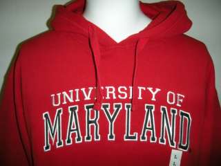 NEW University of Maryland Terps Sz LARGE Hoodie Hooded Sweatshirt RED 