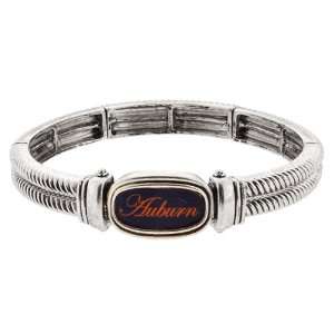   , Silver Tone Stretch Bracelet with Auburn University Logo Jewelry