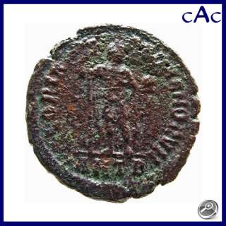   Arcadius, AE 2, GLORIA ROMANORVM, emperor with globe, Antioch  